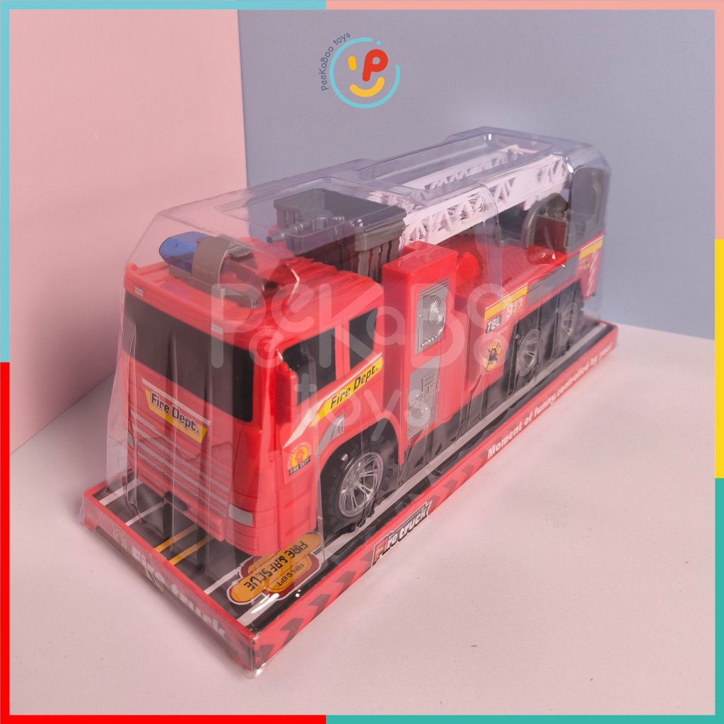 Mô hình xe cứu hỏa xe thang nâng chạy trớn 40 cm 2037 peekabootoys