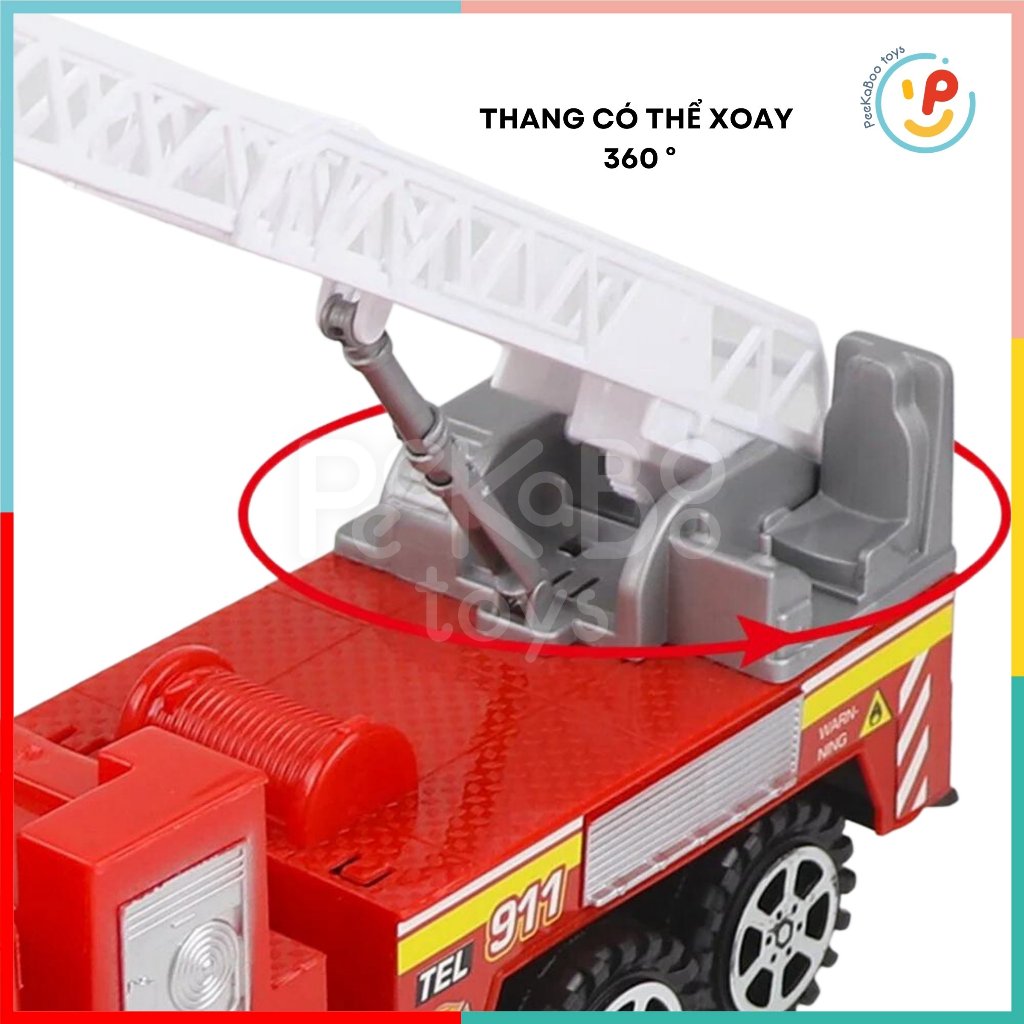 Mô hình xe cứu hỏa xe thang nâng chạy trớn 40 cm 2037 peekabootoys
