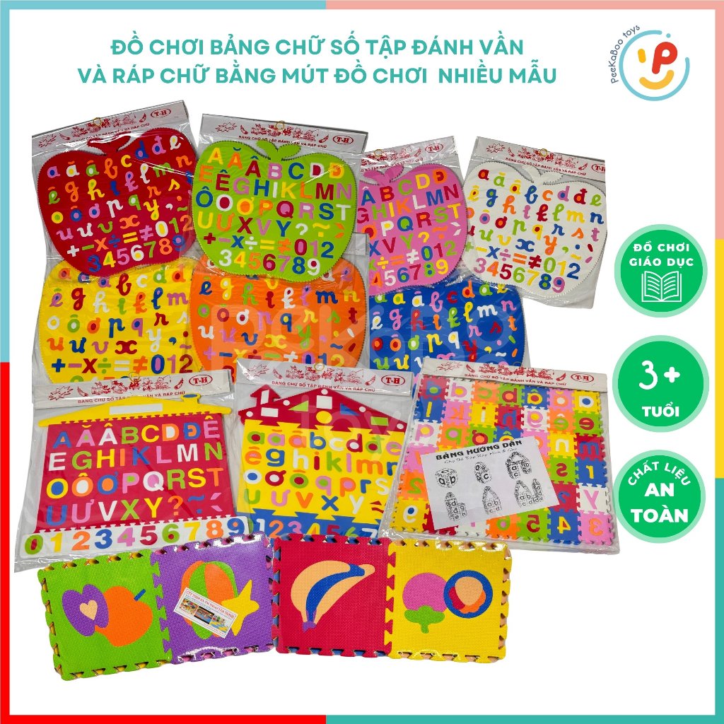 Đồ chơi bảng chữ số tập đánh vần và ráp chữ bằng mút PeeKaPaw Toys