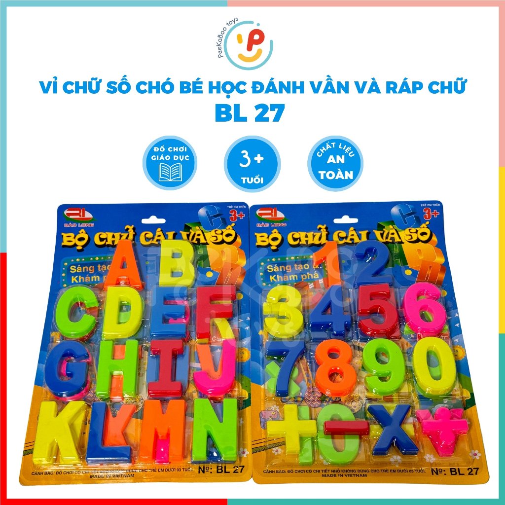 Vỉ chữ số cho bé học đánh vần và ráp chữ BL27 hàng Việt Nam