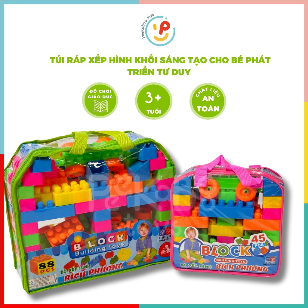 Túi lắp ráp xếp hình khối sáng tạo cho bé phát triển tư duy PeeKaPaw Toys