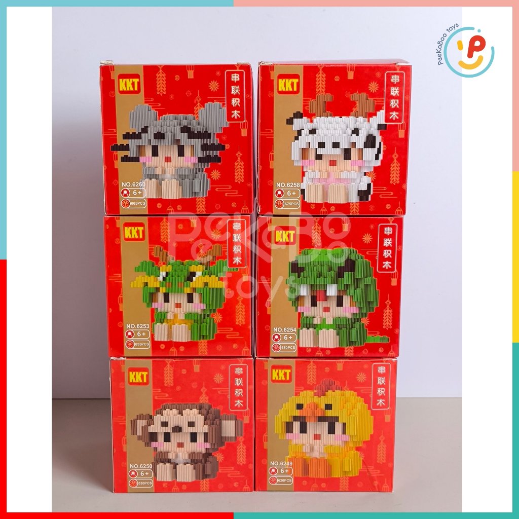 Hộp xếp hình 3D mini mô hình 12 con giáp lốc 6 hộp peekabootoys