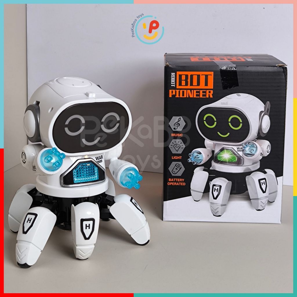 Robot dùng pin có đèn 7 màu cử động tay đi lùi khi gặp vật cản Bot Pioneer ZR142 peekabootoys