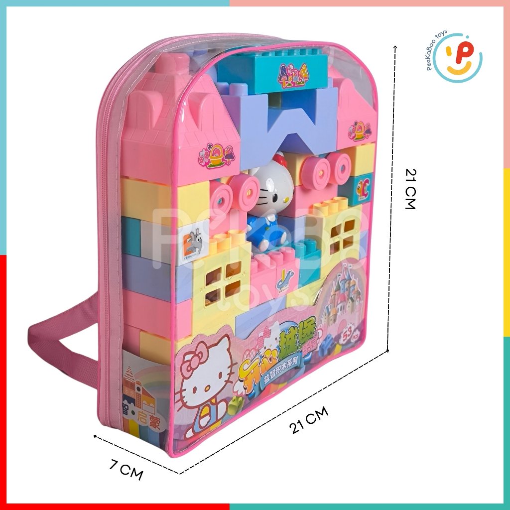 Túi lắp ráp lâu đài Mèo Hello Kitty 53 mảnh 1088-186 PeeKaPaw Toys