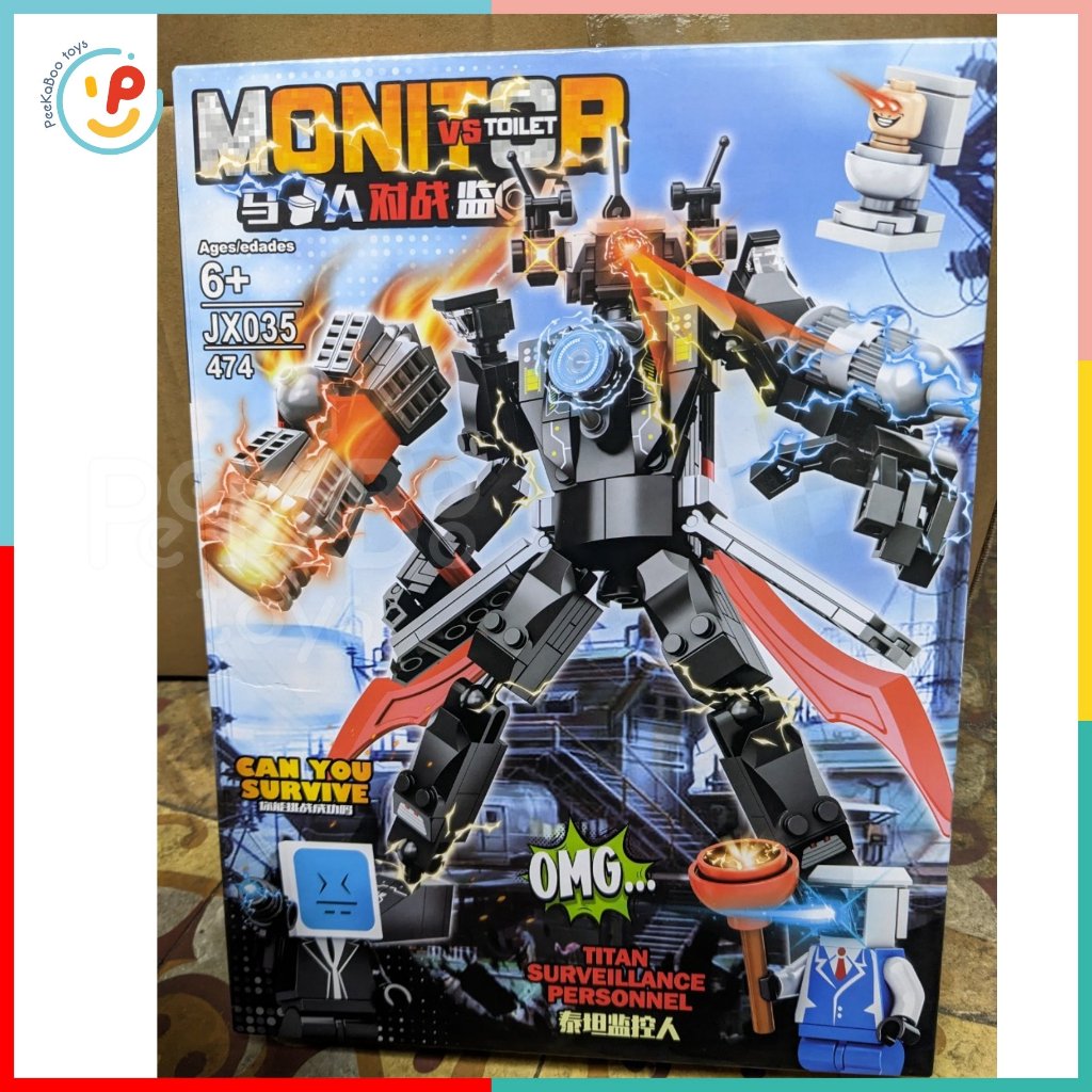 Hộp lắp ráp xếp hình Skibidi Toiletman Titanman 474 mảnh JX035 PeekabooToys
