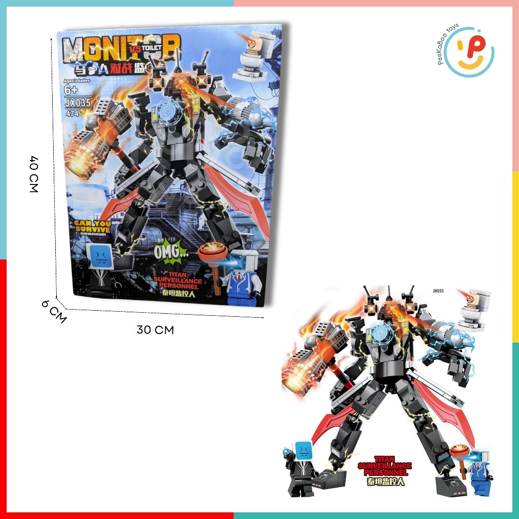 Hộp lắp ráp xếp hình Skibidi Toiletman Titanman 474 mảnh JX035 PeekabooToys