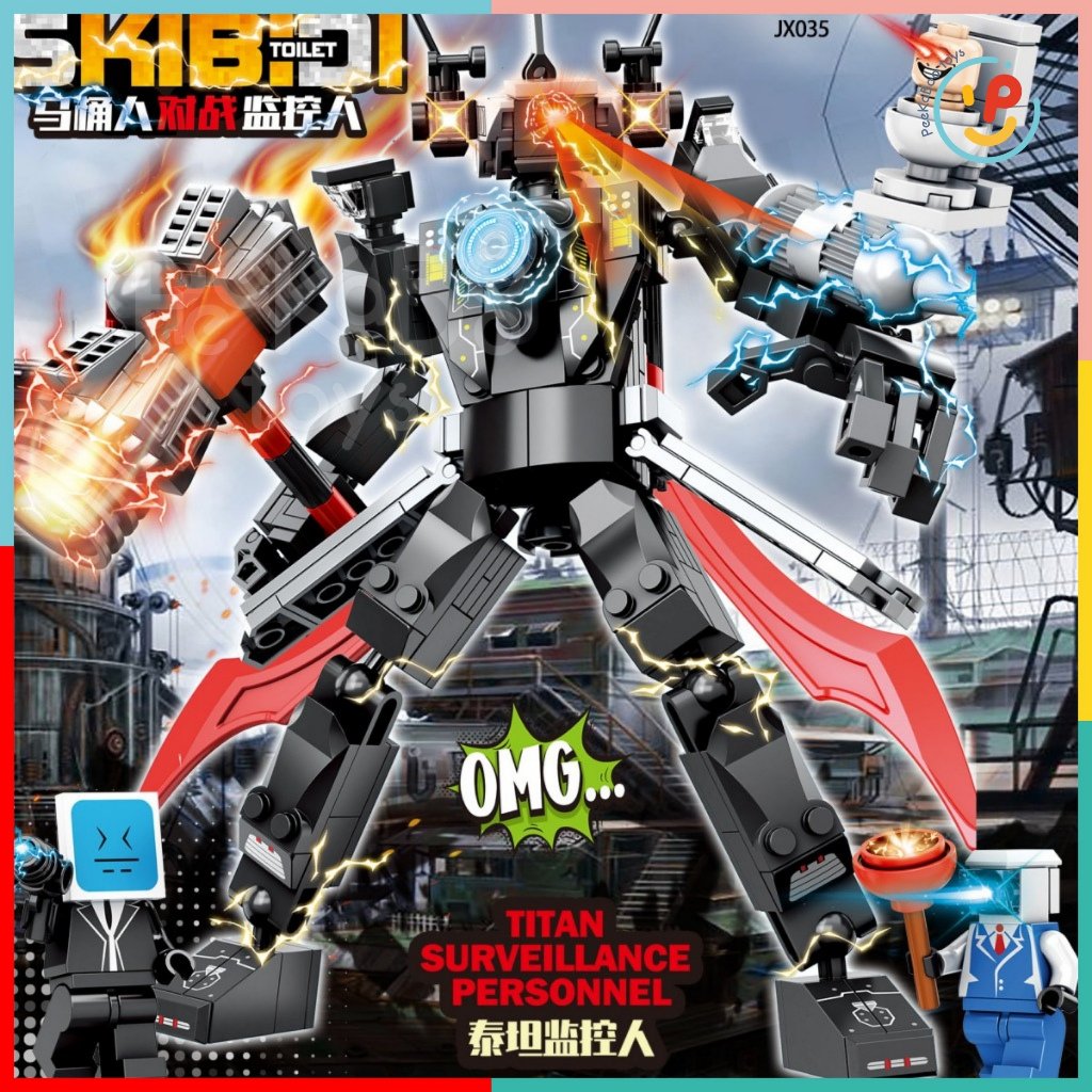 Hộp lắp ráp xếp hình Skibidi Toiletman Titanman 474 mảnh JX035 PeekabooToys