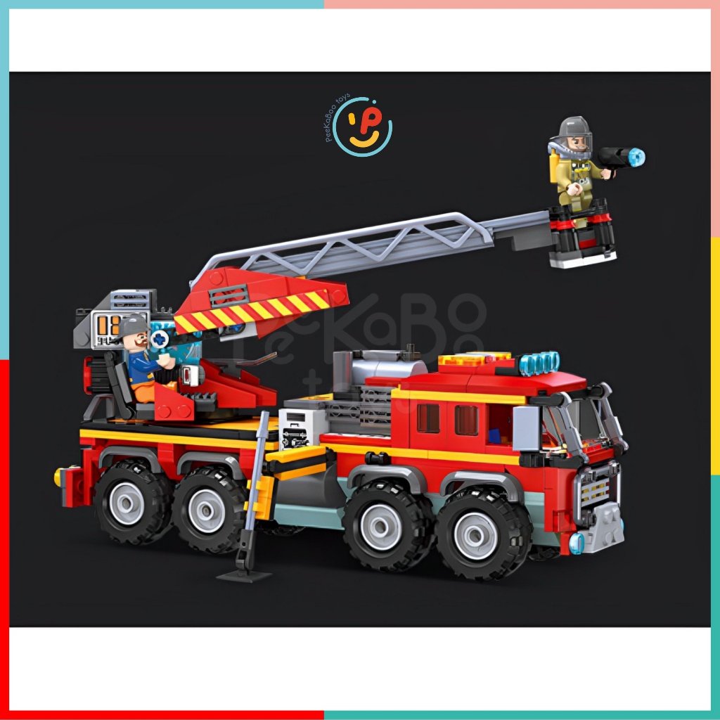 Hộp lắp ráp xếp hình Xe cứu hỏa City Global 454 mảnh 52030 Peekabootoys