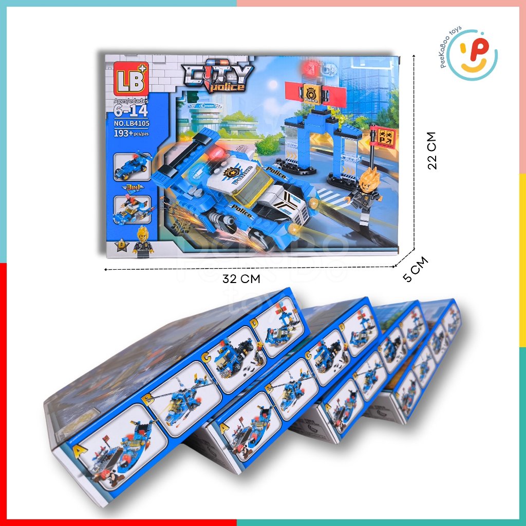Hộp xếp hình lắp ráp CITY POLICE 3 in 1 thành phố cảnh sát LB4105 Peekabootoys