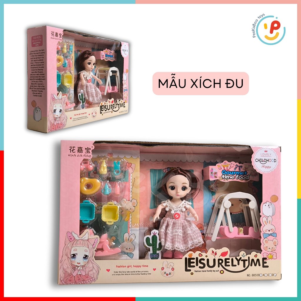 Hộp búp bê có khớp và phụ kiện xích đu 36cm 88508 peekabootoys