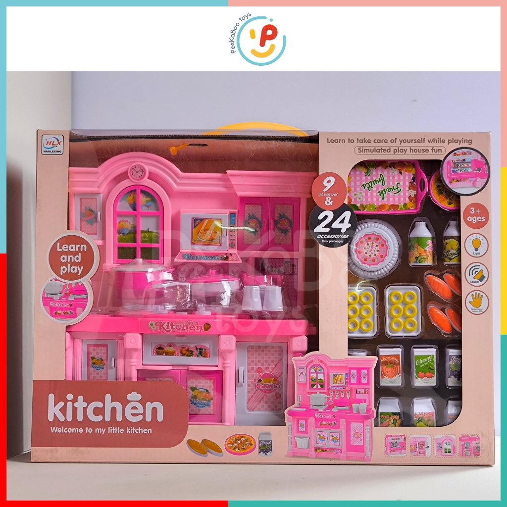 Đồ Chơi Nấu Ăn Kệ Bếp Màu Hồng Có Đèn Nhạc Mã 818-2 PeeKaPaw Toys