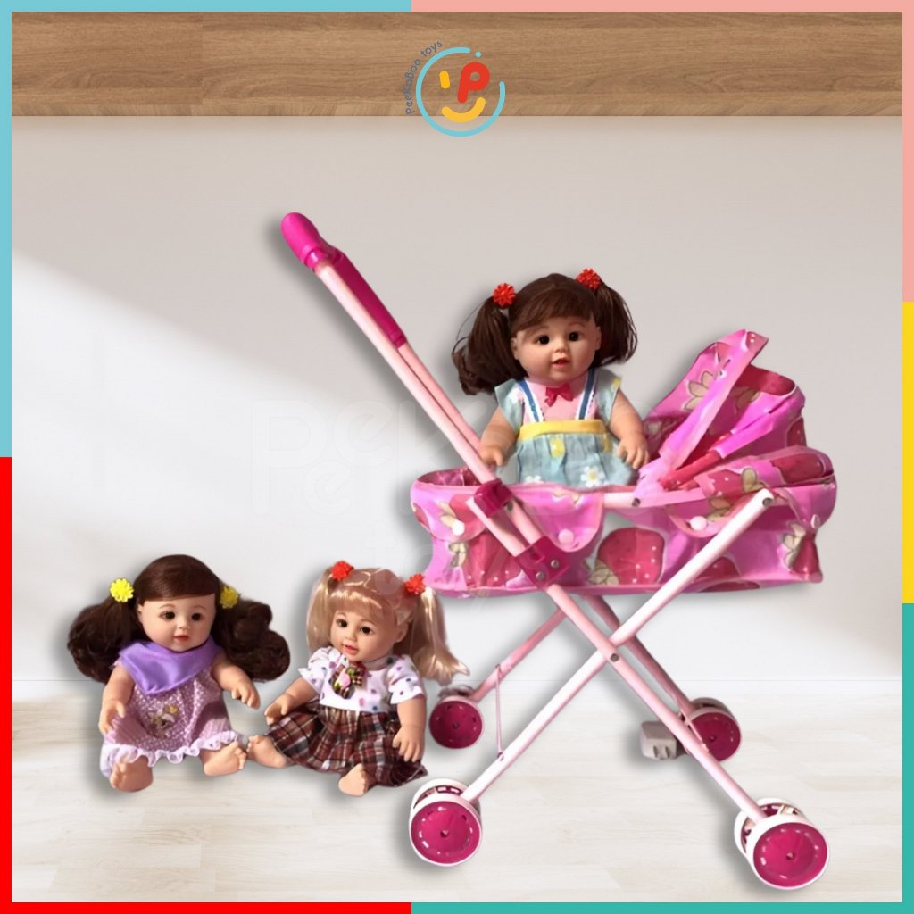 Bộ đồ chơi búp bê xe đẩy biết nói 8816-190 PeekabooToys