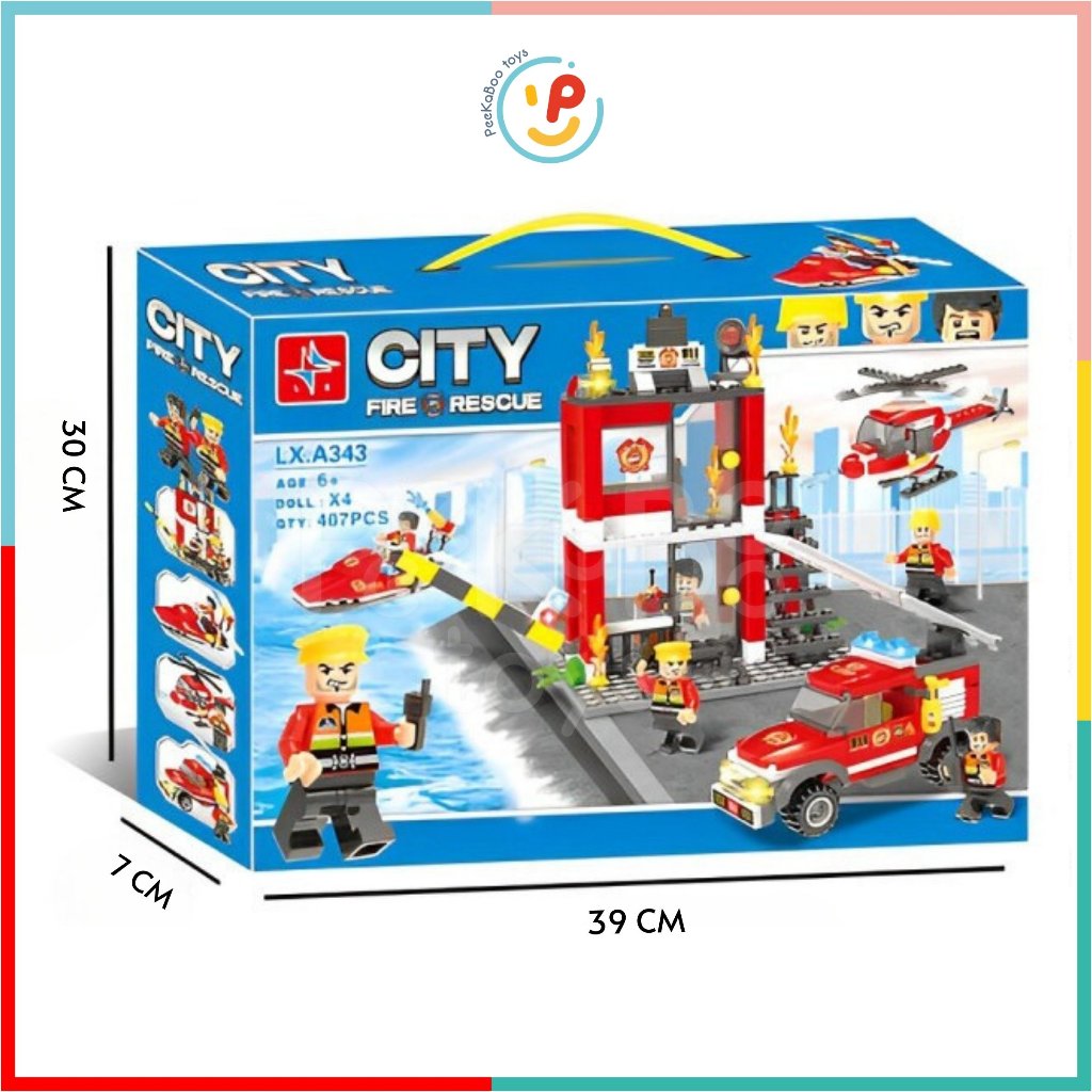 Bộ lắp ráp xếp hình Thành phố cứu hỏa City Fire Rescue 407 mảnh LX343 PeekabooToys