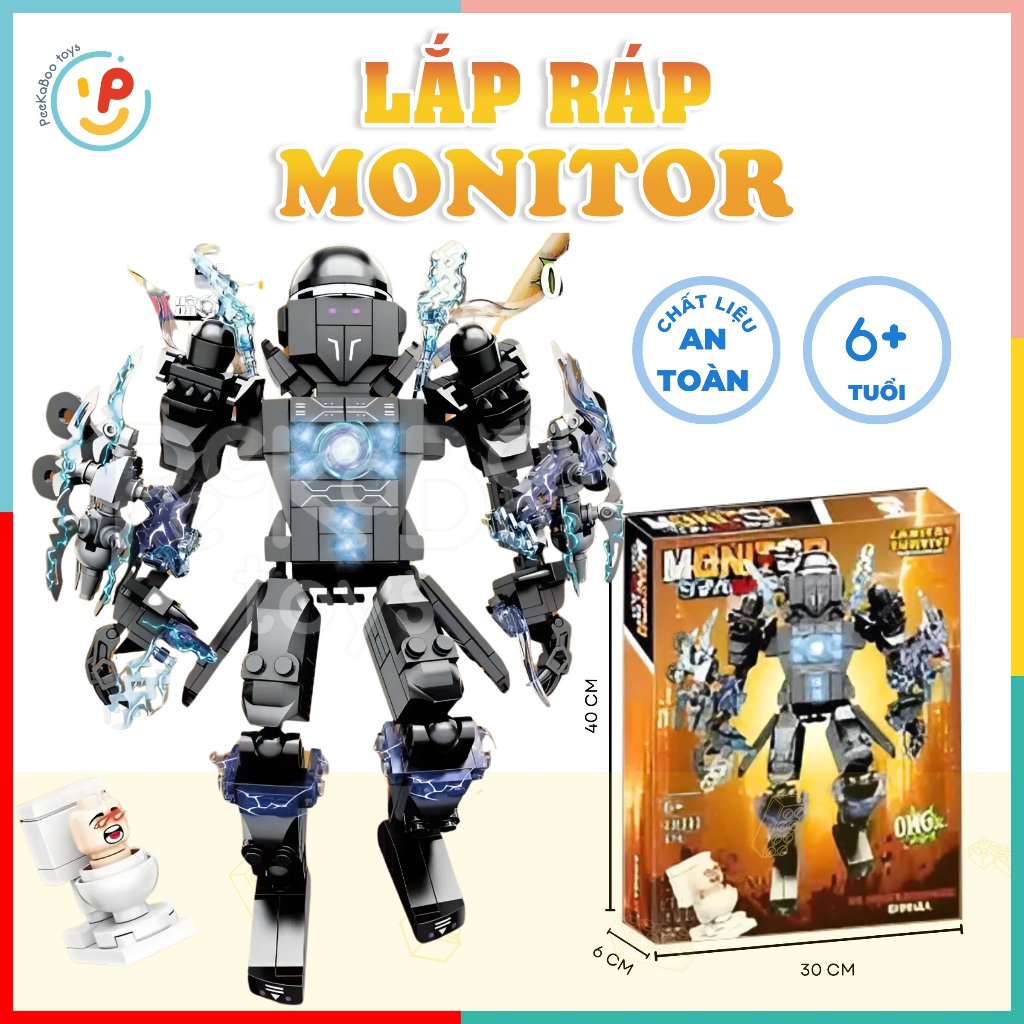 Hộp xếp hình lắp ráp SKIBIDI ELECTROMAGNETIC JX080 476 mảnh peekabootoys