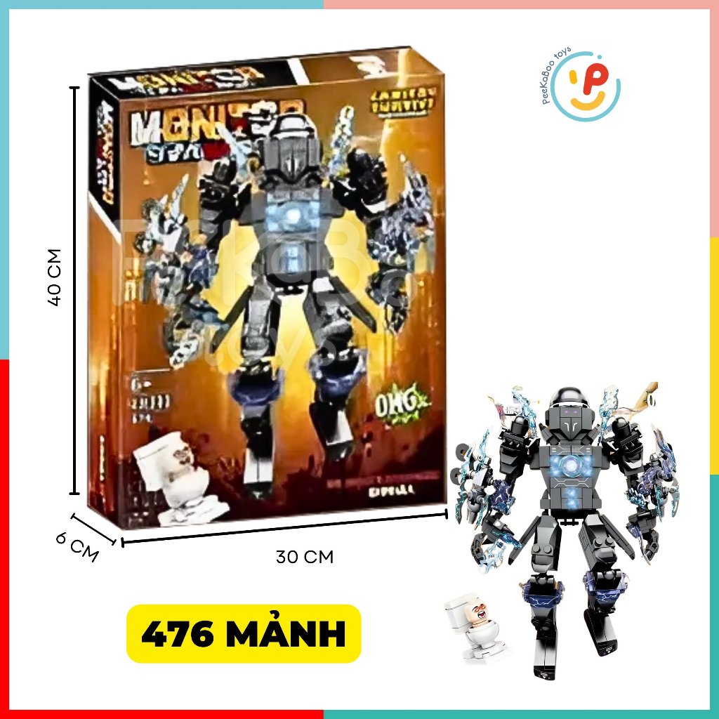 Hộp xếp hình lắp ráp SKIBIDI ELECTROMAGNETIC JX080 476 mảnh peekabootoys