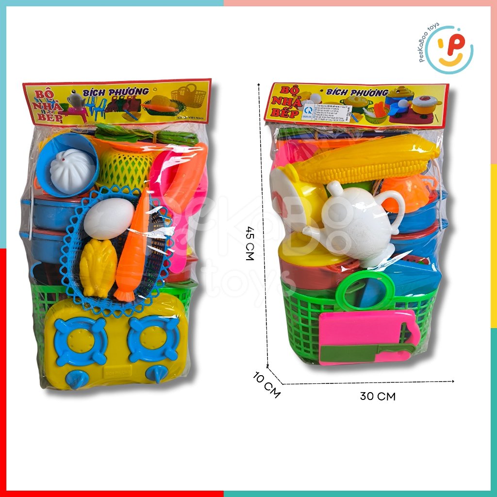 Túi đồ chơi nhà bếp nấu ăn Bích Phương nhiều chi tiết kích cỡ hàng Việt Nam PeeKaPaw Toys