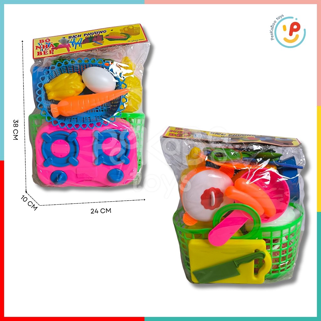 Túi đồ chơi nhà bếp nấu ăn Bích Phương nhiều chi tiết kích cỡ hàng Việt Nam PeeKaPaw Toys