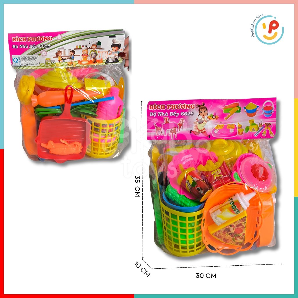 Túi đồ chơi nhà bếp nấu ăn Bích Phương nhiều chi tiết kích cỡ hàng Việt Nam PeeKaPaw Toys