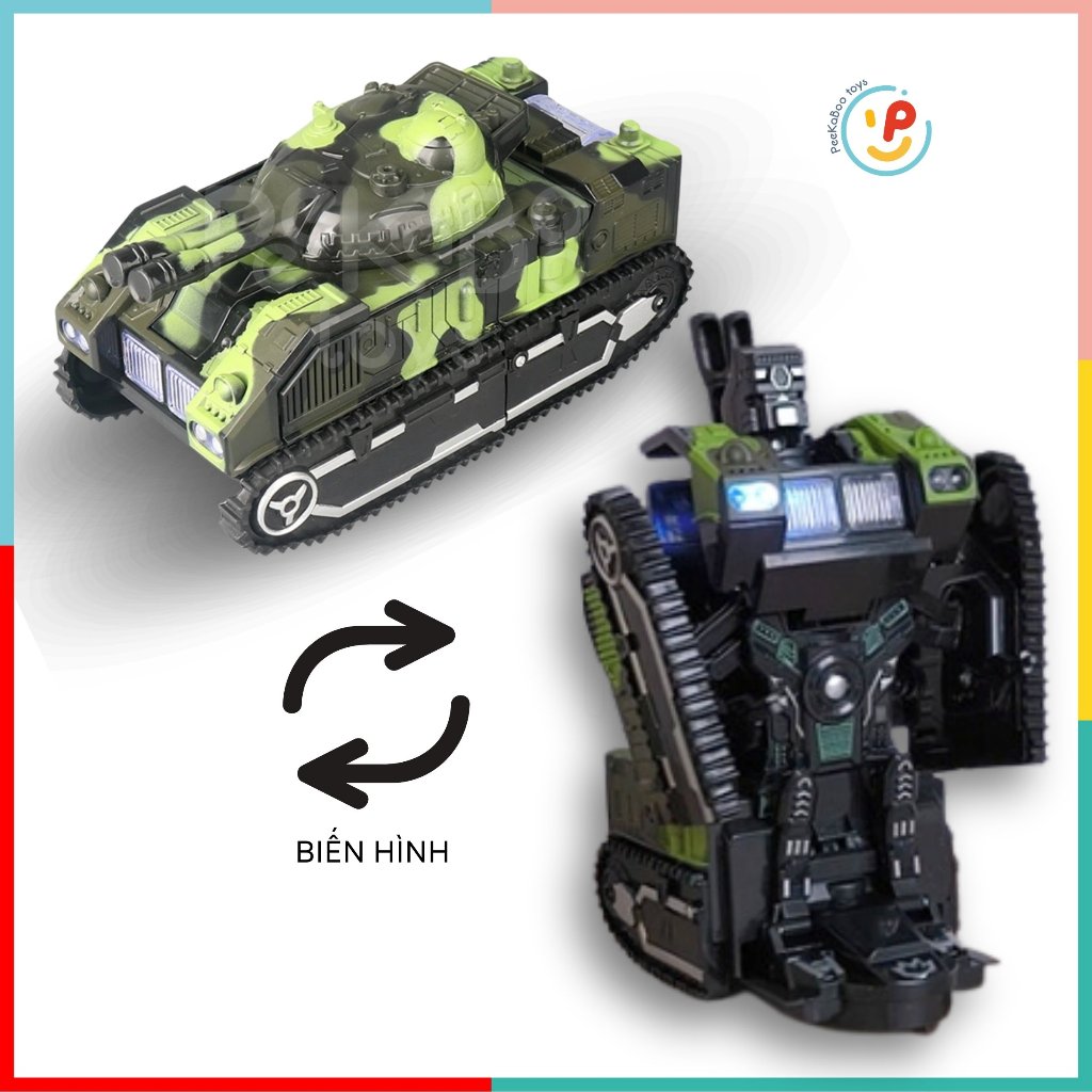 Xe tăng biến hình robot có đèn và âm thanh 9901 PeeKaPaw Toys