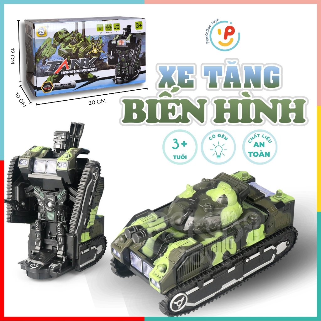 Xe tăng biến hình robot có đèn và âm thanh 9901 PeeKaPaw Toys