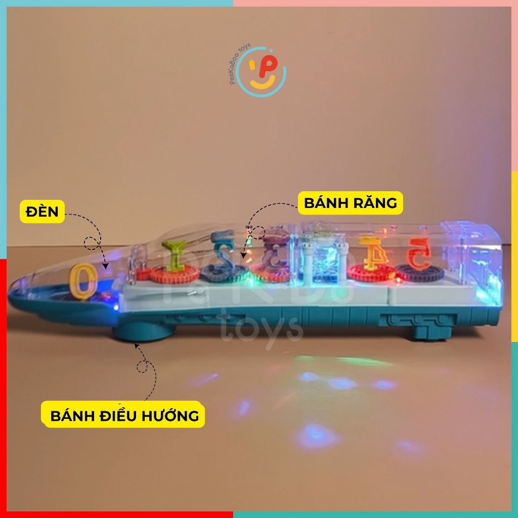 Tàu cao tốc Gear Train 22134 có đèn led đủ màu và âm thanh PeeKaPaw Toys