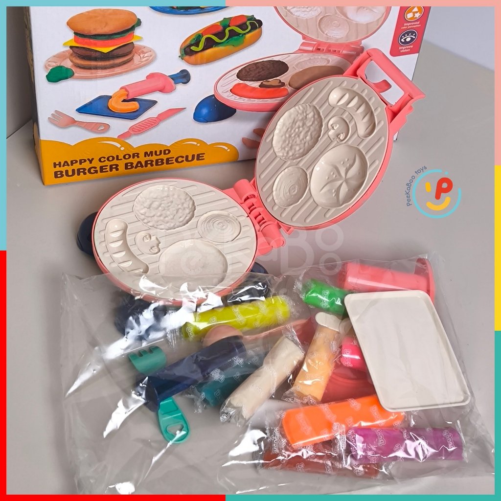 Đất Nặn Thủ Công Có Máy Nặn Hình Bánh Hamburger Hotdog 8083 PeeKaPaw Toys