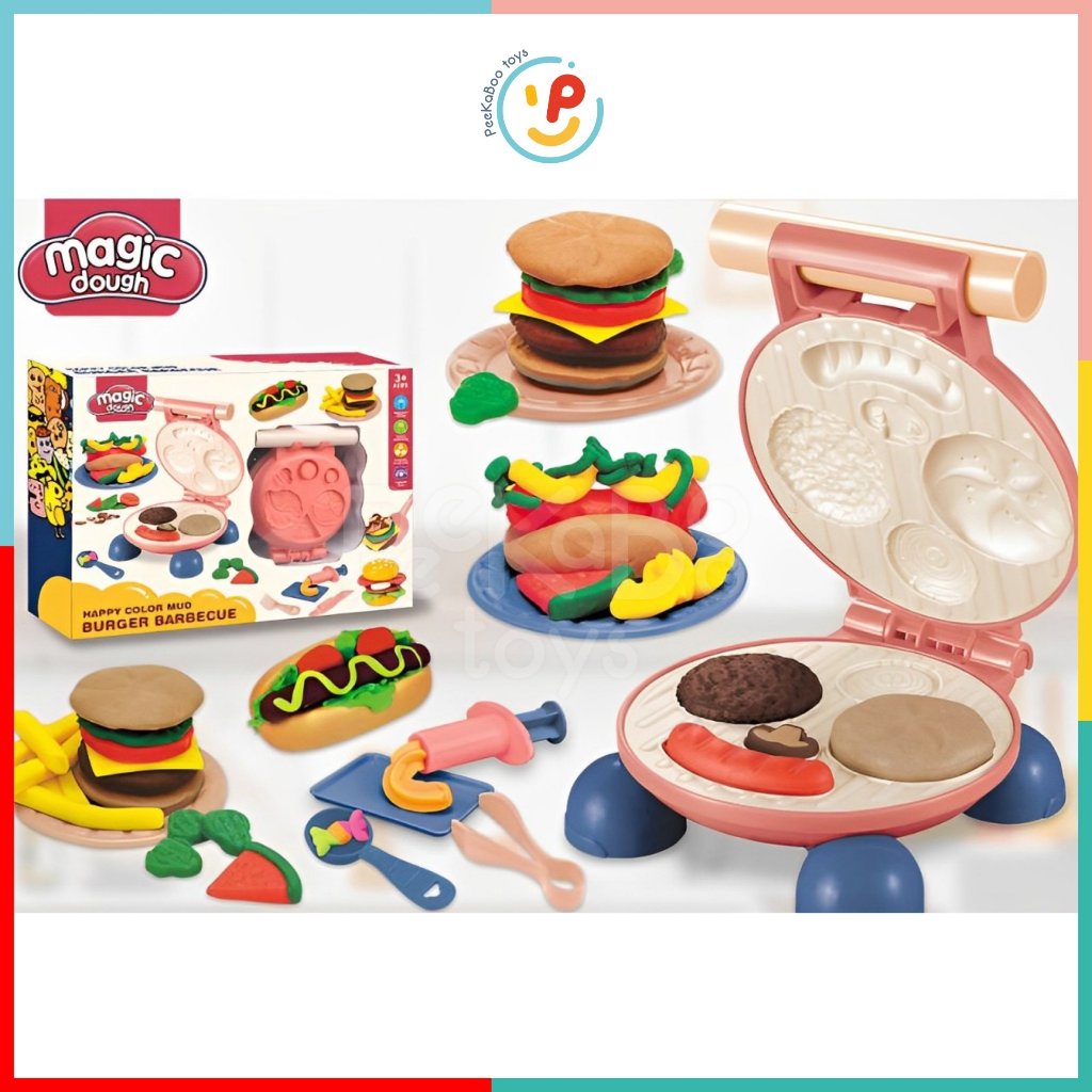 Đất Nặn Thủ Công Có Máy Nặn Hình Bánh Hamburger Hotdog 8083 PeeKaPaw Toys