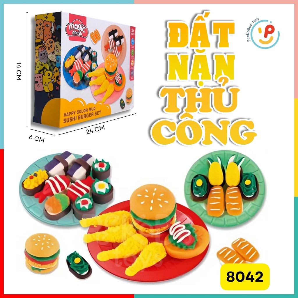 Đồ Chơi Đất Nặn Hình Thủ Công Trái Cây Sushi Hamburger PeeKaPaw Toys