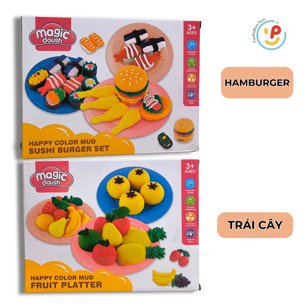 Đồ Chơi Đất Nặn Hình Thủ Công Trái Cây Sushi Hamburger PeeKaPaw Toys