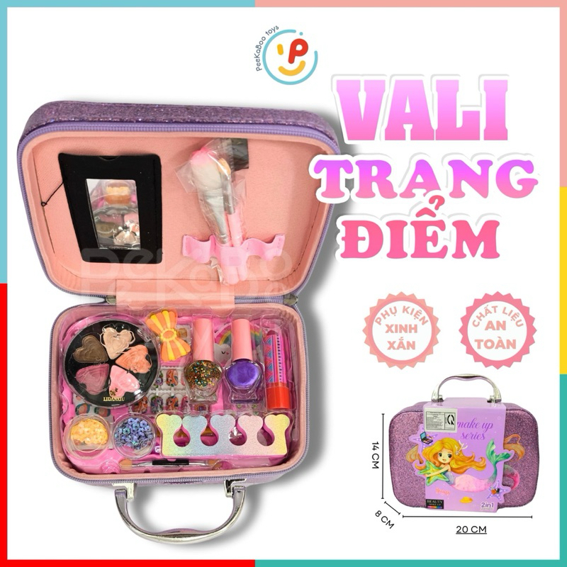 Đồ chơi Vali trang điểm làm đẹp make up sơn móng tay cho bé Nàng Tiên Cá B230 peekabootoys