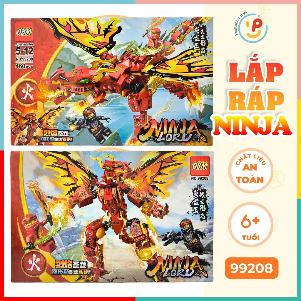 Đồ chơi Hộp xếp hình lắp ráp cho bé NINJA LORD 460 mảnh 99208 peekabootoys