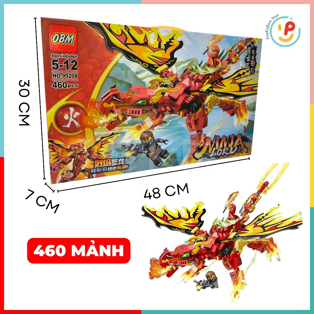 Đồ chơi Hộp xếp hình lắp ráp cho bé NINJA LORD 460 mảnh 99208 peekabootoys