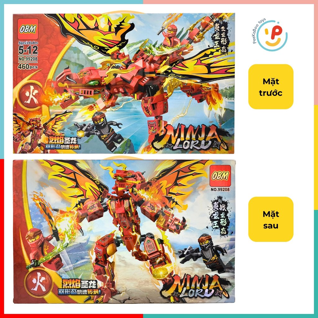 Đồ chơi Hộp xếp hình lắp ráp cho bé NINJA LORD 460 mảnh 99208 peekabootoys
