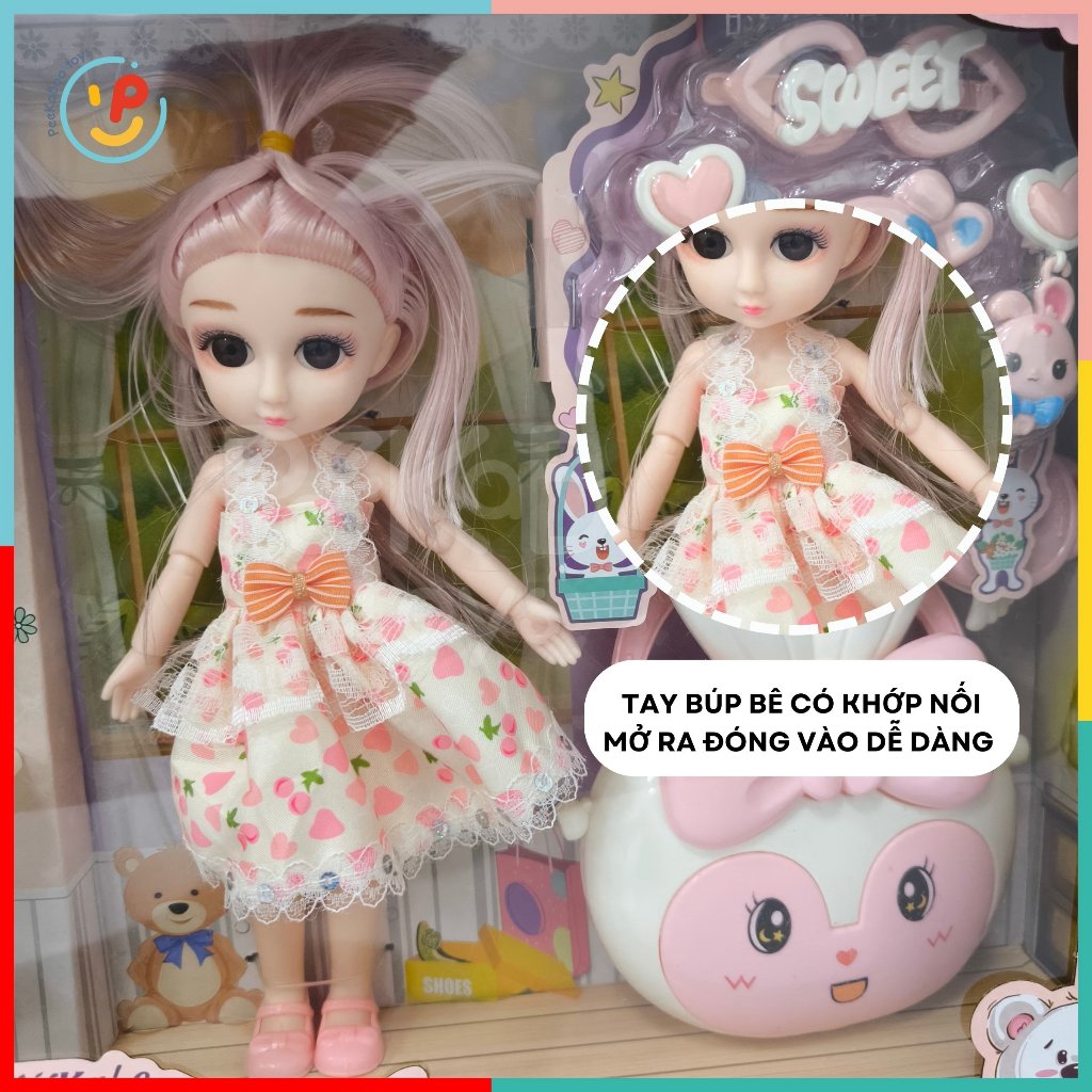 Hộp đồ chơi búp bê có khớp | Đồ chơi công chúa và phụ kiện trang điểm 660073 peekabootoys