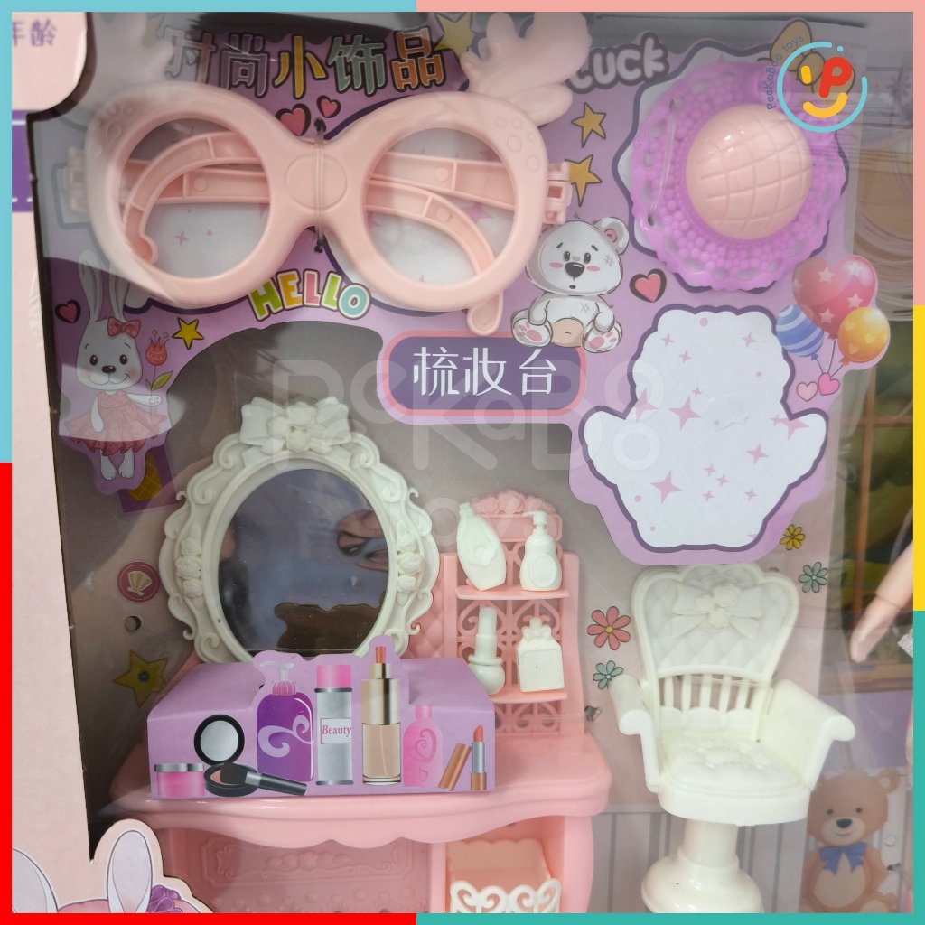 Hộp đồ chơi búp bê có khớp | Đồ chơi công chúa và phụ kiện trang điểm 660073 peekabootoys