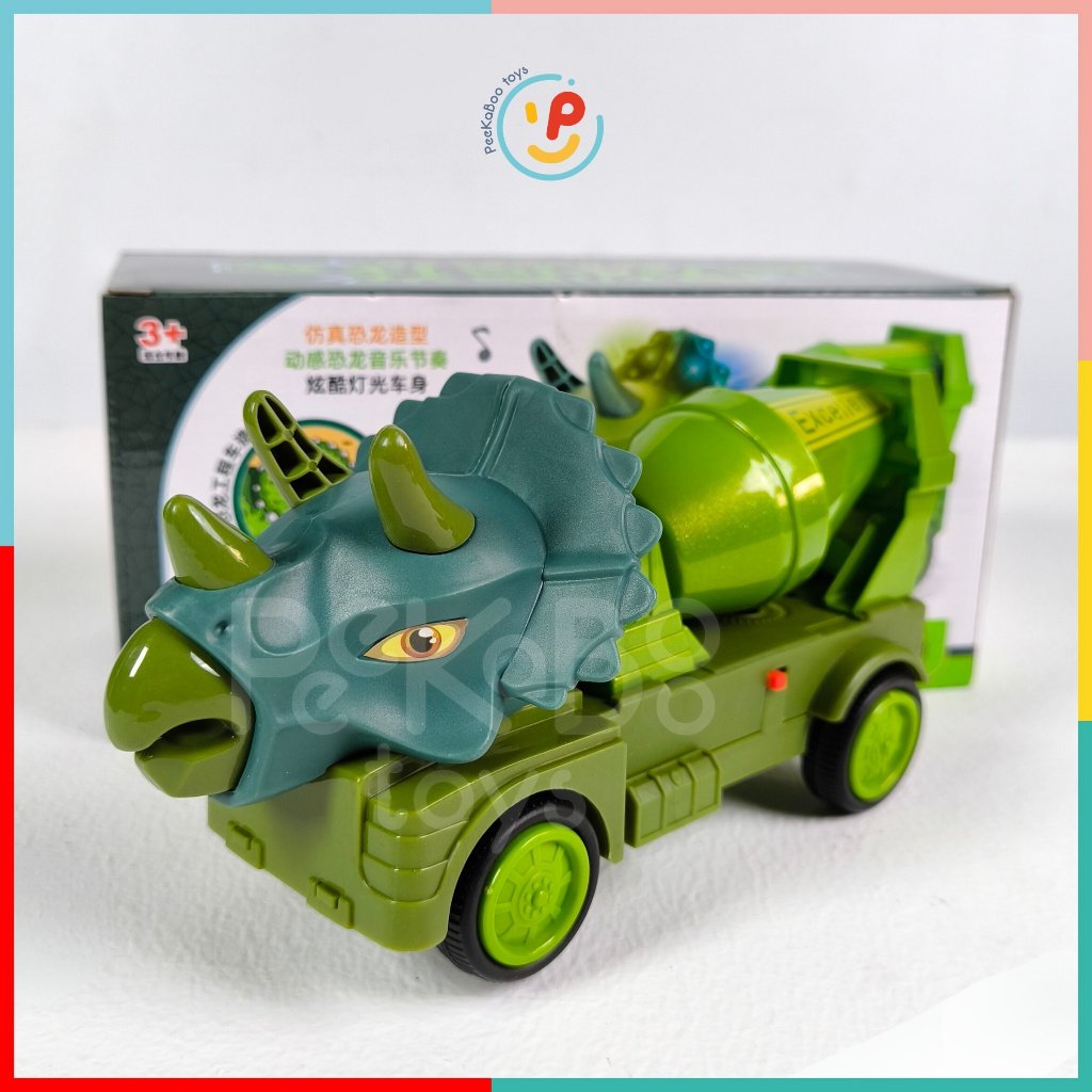 Đồ Chơi Xe Bồn Đầu Khủng Long Dùng Pin Có Đèn Nhạc 833 peekabootoys