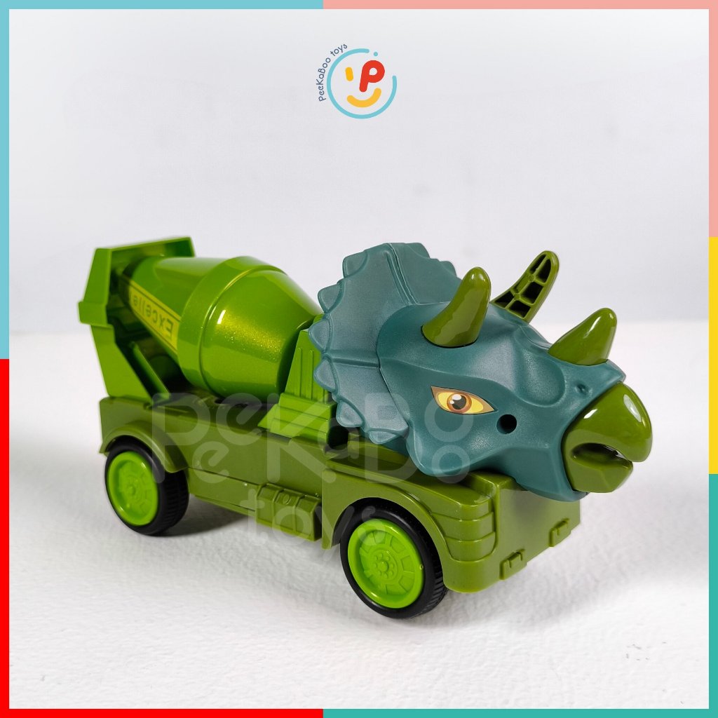Đồ Chơi Xe Bồn Đầu Khủng Long Dùng Pin Có Đèn Nhạc 833 peekabootoys