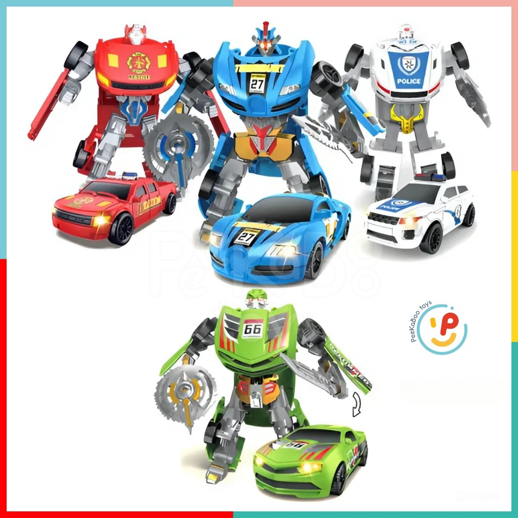 Đồ Chơi 2 Robot Biến Hình Thành Xe 339-12 PeeKaPaw Toys