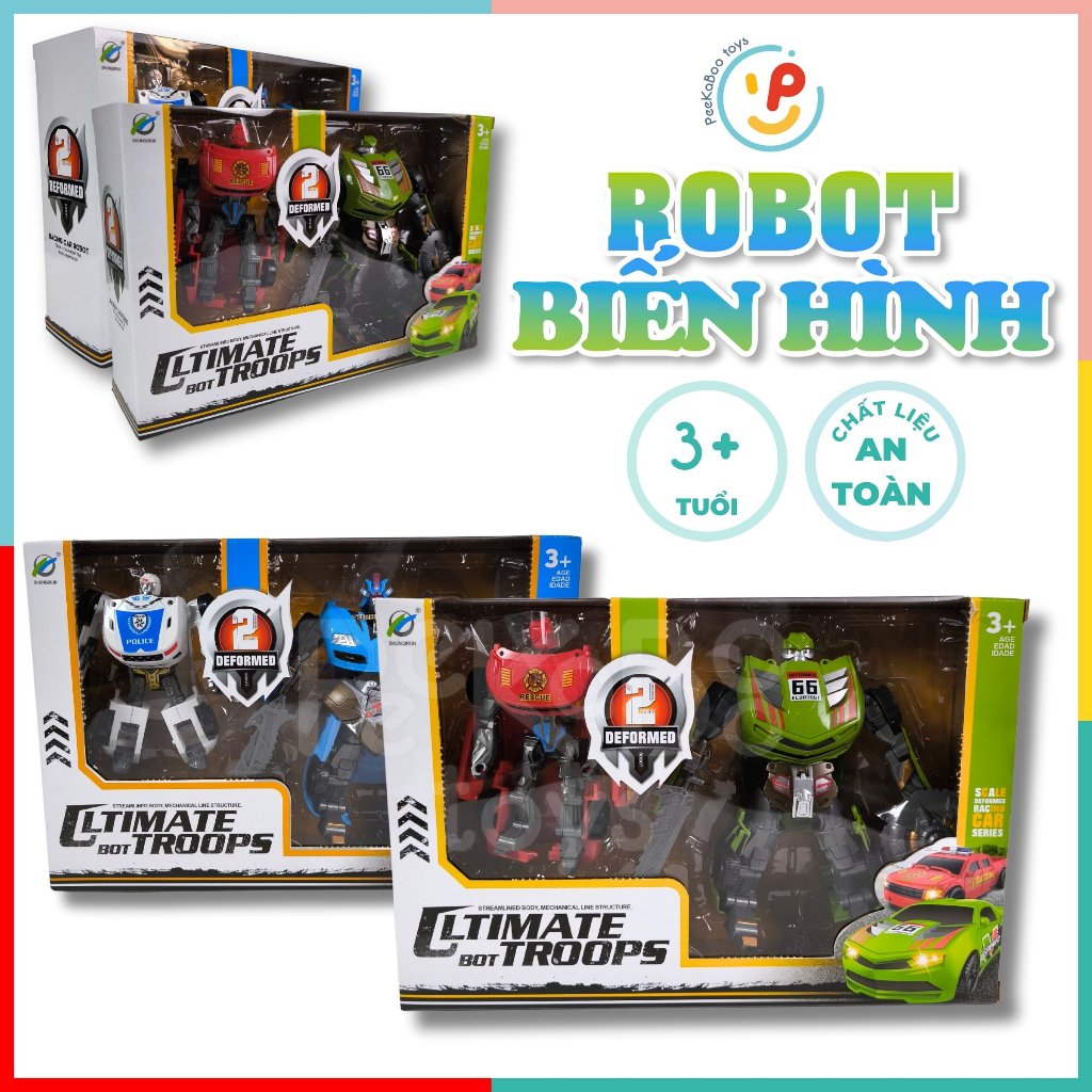 Đồ Chơi 2 Robot Biến Hình Thành Xe 339-12 PeeKaPaw Toys