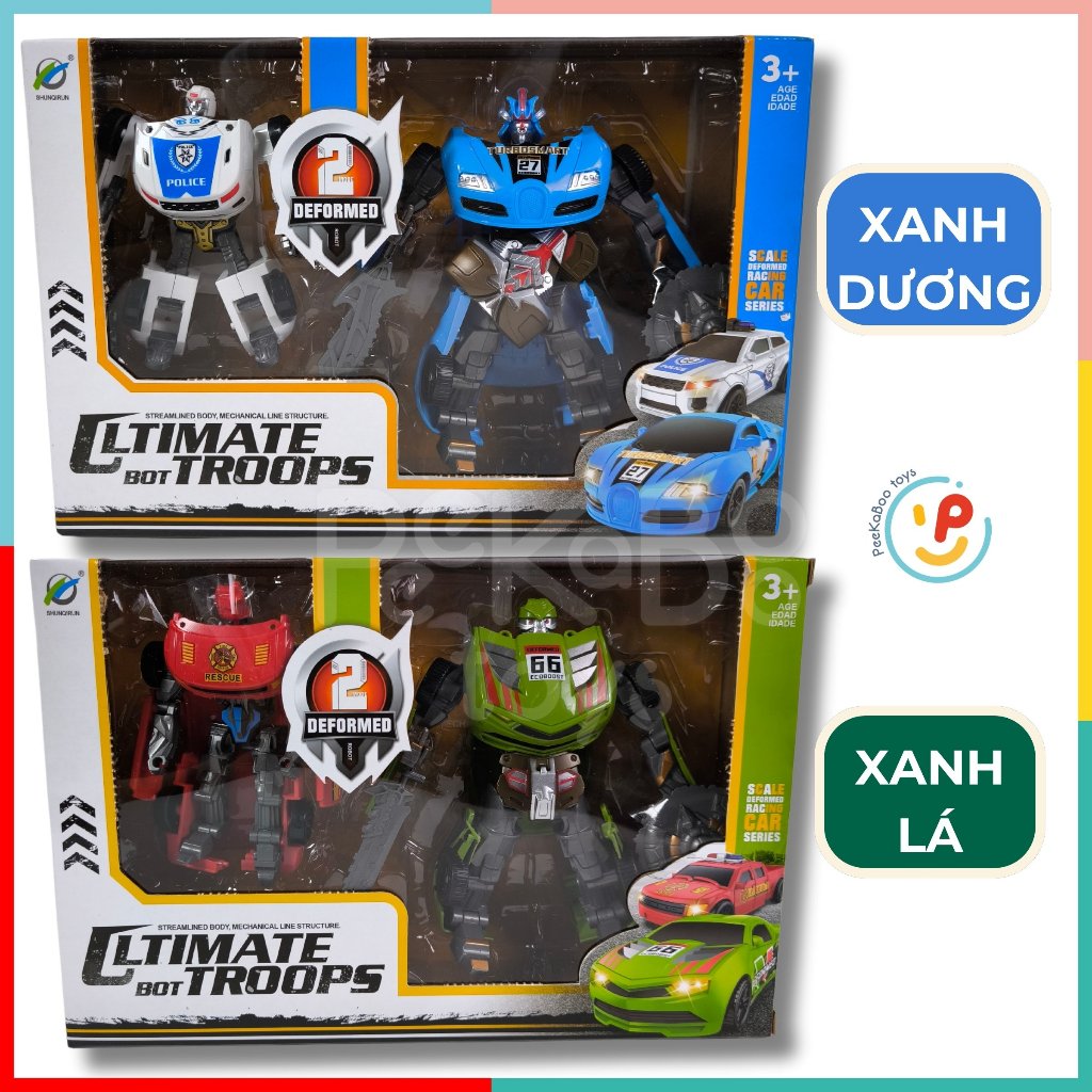 Đồ Chơi 2 Robot Biến Hình Thành Xe 339-12 PeeKaPaw Toys