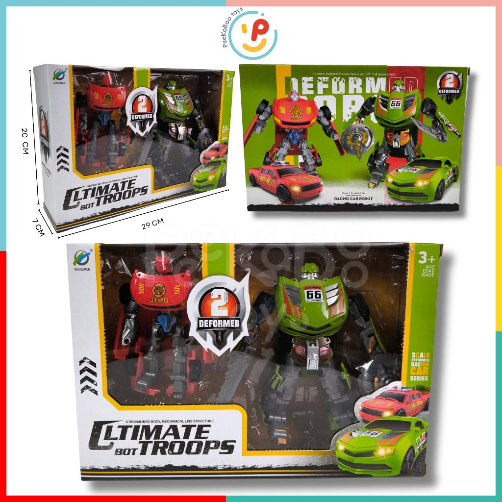 Đồ Chơi 2 Robot Biến Hình Thành Xe 339-12 PeeKaPaw Toys