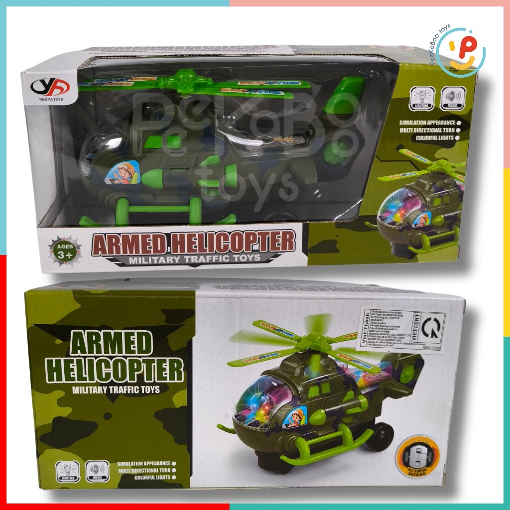 Đồ Chơi Máy Bay Trực Thăng Chạy Pin Có Đèn Armed Helicopter - Đồ  Chơi Phương Tiện Quân Đội 6313 Peekabootoys