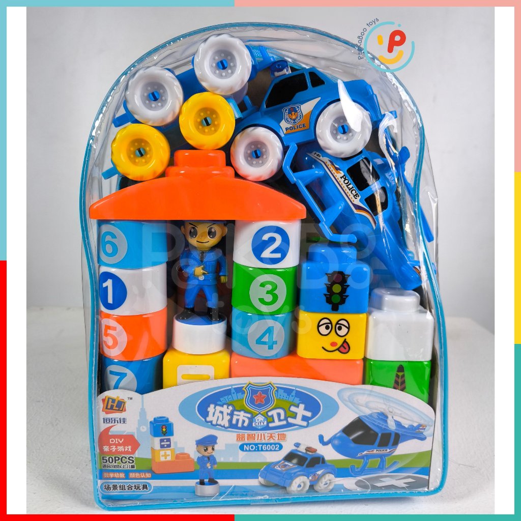 Đồ Chơi Xếp Hình Khối Sáng Tạo Chủ Đề Cảnh Sát Giao Thông - Công Trường T600 PeeKaPaw