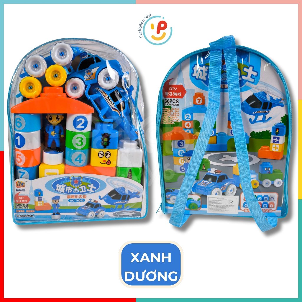 Đồ Chơi Xếp Hình Khối Sáng Tạo Chủ Đề Cảnh Sát Giao Thông - Công Trường T600 PeeKaPaw