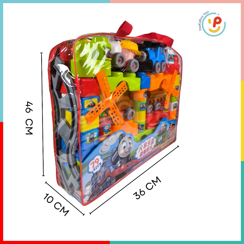 Túi ráp xếp hình khối sáng tạo - Mô hình đoàn tàu và xe ô tô - Đồ chơi phát triển tư duy 899-1