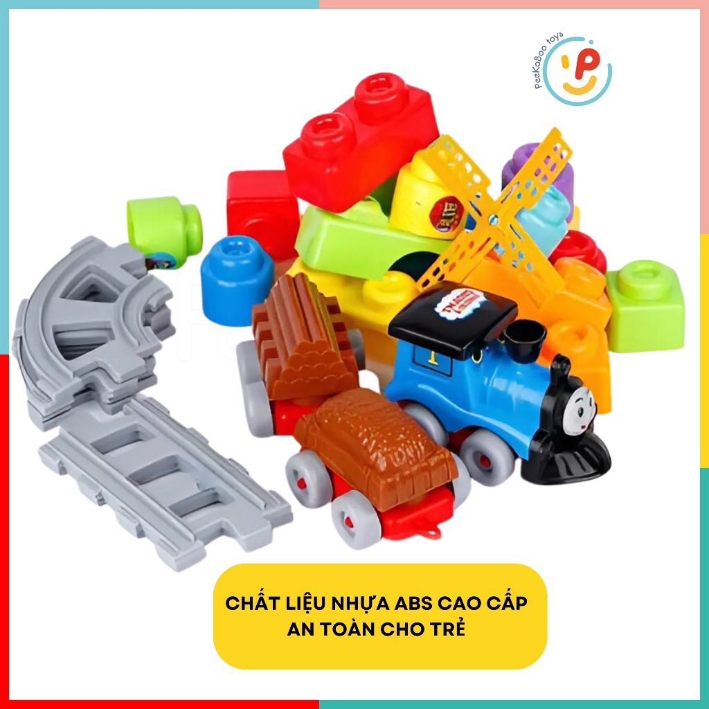 Túi ráp xếp hình khối sáng tạo - Mô hình đoàn tàu và xe ô tô - Đồ chơi phát triển tư duy 899-1