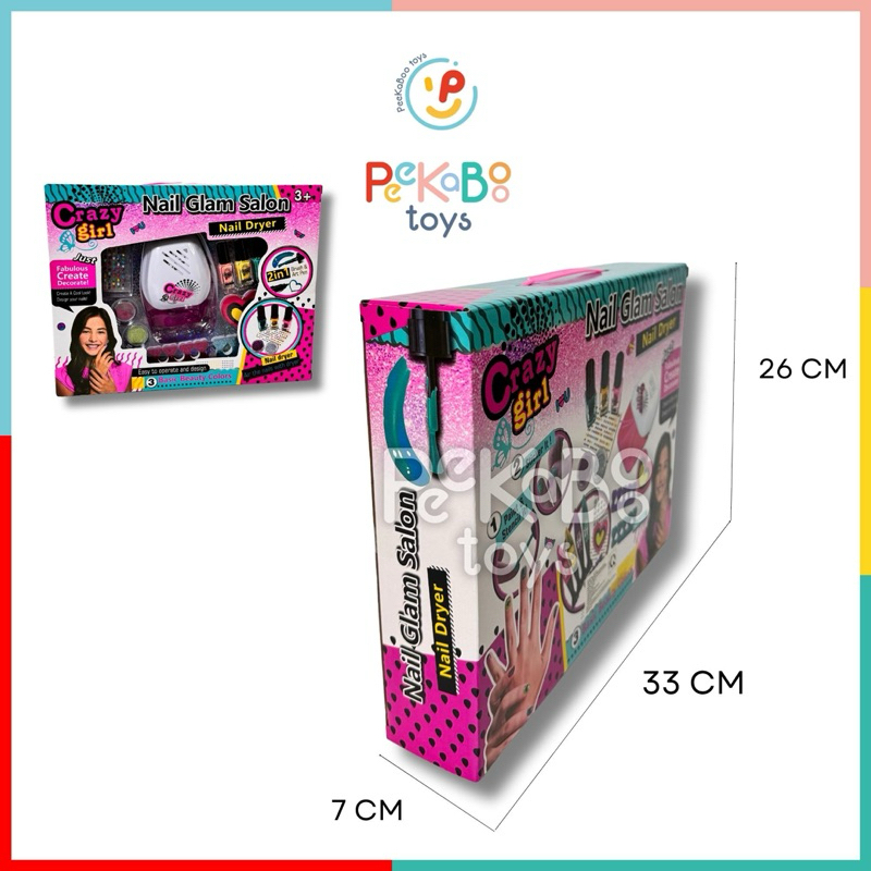 Đồ chơi sơn móng tay có máy hơ móng dùng pin kim tuyến sticker dán móng dễ thương 18284