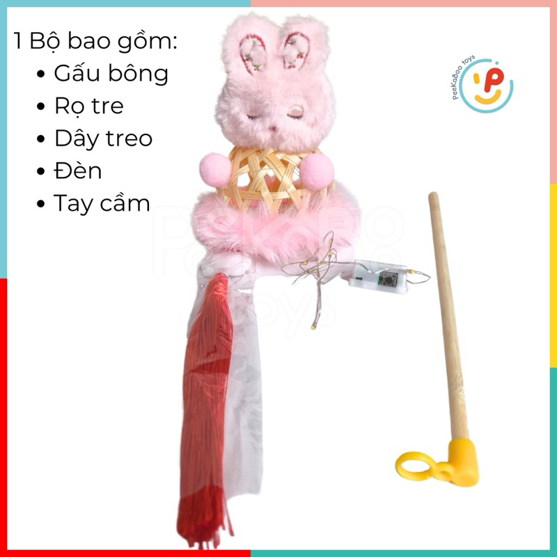 HOT TREND Sẵn Lồng đèn La bubu Mini Giỏ Mây Tre Đan thiết kế thủ công có đèn hot trend đồ chơi trẻ em Peekaboo Toys