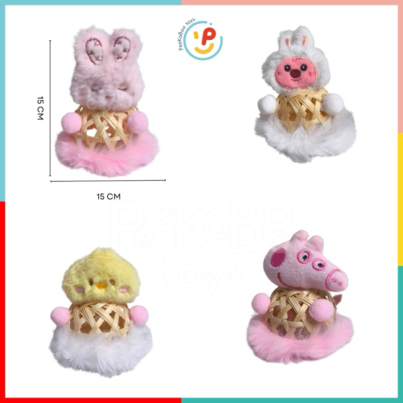 HOT TREND Sẵn Lồng đèn La bubu Mini Giỏ Mây Tre Đan thiết kế thủ công có đèn hot trend đồ chơi trẻ em Peekaboo Toys