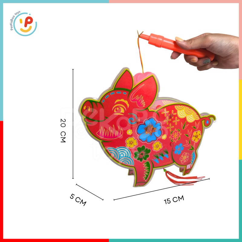 (Sẵn pin) Lồng đèn Trung Thu truyền thống 30cm giấy bóng kiếng CÓ NHẠC ĐÈN cho bé chơi lễ Peekaboo Toys